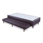 Base Box com Cama Auxiliar Bibox Sommier Eco Marrom Pés de Madeira Viúva Solteirão 110x200x26