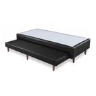 Base Box com Cama Auxiliar Bibox Sommier material sintético Preto Pés de Madeira Solteiro 88x188x26