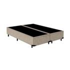 Base Cama Box Bipartido Casal Suede Bege RC Sono Leve 38x138x188