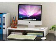 Base Para Monitor Notebook Organizador MDF Branco Home Office Mesa Gamer Suporte Tv Elevado 50x20x10cm - MODULA MOVEIS