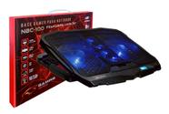 Base Refrigerada Com 4 Coolers Para Notebook Gamer NBC-100BK com Painel LCD