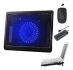 Base Suporte Com Cooler, Hub 4, Mouse Para Notebook Positivo