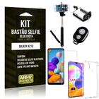 Bastão de Selfie Bluetooth Galaxy A21s + Capinha Anti Impacto +Película Vidro - Armyshield