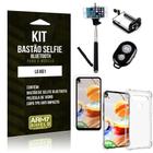 Bastão de Selfie Bluetooth LG K61 + Capinha Anti Impacto +Película Vidro - Armyshield