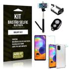 Bastão Selfie Bluetooth Galaxy A31 + Capinha +Película 3D - Armyshield