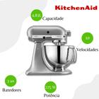 Batedeira KitchenAid Stand Mixer Artisan Silver- KEA33CL - 110V