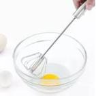Batedor de ovos manual fouet profissional semi automático prateado de aço inox
