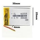 Bateria 3 Fios 25mm X 35mm X 4mm 3,7v 350mah 402535 -