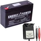 Bateria 6v 12ah + Carregador 6v 800mah Garra Jacaré Carro Carrinho Brinquedo Moto Elétrica