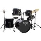 Bateria Acústica 2t Ebk Preta Com Banco Ny F1rst F097