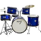 Bateria Acústica Infantil Junior 2T Azul com Banco New York