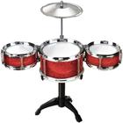 Bateria brinquedo musical infantil completa tambor prato baquetas rocky junior