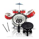 Bateria Infantil Com Banquinho Importway Musical C/ Baquetas