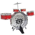 Bateria Infantil Criança Profissional Completa Pedal Banco Banqueta Rock Star Vermelha Bw039VM