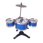 Bateria musical 3 tambores 1 prato azul jazz drum meu ritmo