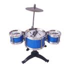 Bateria Musical 3 Tambores 1 Prato Azul Meu Ritmo Jazz Drum
