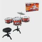 Bateria Musical Infantil com 3 tambores + Banqueta - dm toys