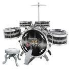 Bateria Musical Infantil Rock Party c/ Banquinho Pedal e Baquetas DM Toys DMT6066 Preta