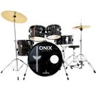 Bateria Nagano 22 Completa Banco e Pratos Onix EXB Exotic BK