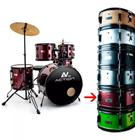 Bateria preta sparkle Acústica Turbo New Action Bumbo 22 Pol