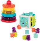 Battat Anéis de Empilhamento + Pacote de Cubos de Sorter de Forma Aprendendo Brinquedos para Crianças de 1 ano e até (20 Pc)