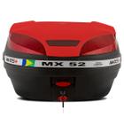 Baú Bauleto Bagageiro Traseiro Para Moto Mixs 52 Litros Mx52 Pro Tork Preto Vermelho Prata