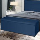 Baú Helena 138Cm Calçadeira Estofada Suede Azul Marinho