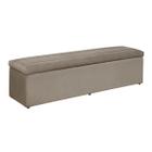 Baú Helena 193Cm Calçadeira Estofada Suede Bege