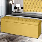 Baú Imperatriz 100Cm Calçadeira Estofada Suede Amarelo