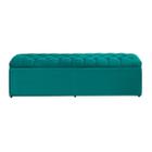 Baú Imperatriz 100Cm Calçadeira Estofada Suede Azul Tiffany