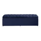 Baú Imperatriz 193Cm Calçadeira Estofada Suede Azul Marinho