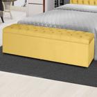 Baú Jade 100Cm Calçadeira Estofada Suede Amarelo