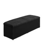 Baú Raissa 138Cm Calçadeira Estofada Suede Preto