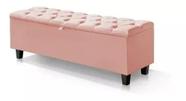 Baú Recamier Cor Rose Sara Com Capitonê 190cm Para Cama King - Lv