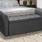 Baú Recamier Para Cama Box Quarto Madeira Estofado Casal