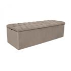 Baú Recamier Sapateira Calçadeira Solteiro Suede Bege 88cm Estofada Capitone