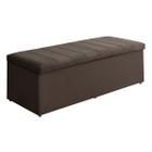 Baú Vitória 138Cm Calçadeira Estofada Suede Marrom Escuro