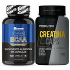 Bcaa 120 Caps Growth + Creatina Pura 180 Caps Probiotica