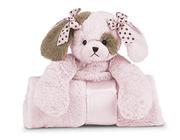 Bearington Baby Wiggles Aconchego-me Sleeper, Pink Puppy Dog Cobertor de Segurança de Grande Tamanho, 28,5 "x 28,5" - Bearington Collection