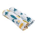 Bebe au Lait Oh So Soft Muslin Swaddle Blanket Set, Design Muslin Suave, Padrão Elegante - Surf e Tartarugas Marinhas, 47x47 Polegadas (Pack de 2)