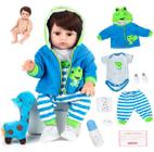 boneca bebe reborn menino corpo de silicone roupa azul com babador -  dominio imports - Boneca Reborn - Magazine Luiza