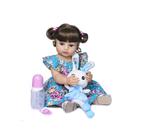 Brastoy Boneca Bebê Reborn Menina Silicone 55m Olhos Castanho