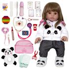 Bebê Reborn de Silicone Menina Panda Baby com Itens Presente - Cegonha Reborn Dolls