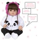 Bebe Reborn de Silicone Pandinha Fofa Com Itens Fala e Chora - Cegonha Reborn Dolls