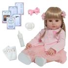 Bebê Reborn Menina 100% Vinil Loira Enxoval Vestido Coração