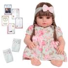 Bebê Reborn Menina Fofinha 46cm Vestido Florido + Acessórios