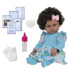 Bebê Reborn Menina Negra 100% Vinil Cabelo Cacheado 13 Itens - Cegonha Reborn Dolls