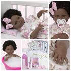 Bebê Reborn Menina Negra Laura 100% Silicone Barata 20 Itens