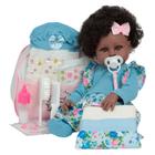 Bebê Reborn Menina Realista Negra Enxoval Florido Completo - Cegonha Reborn Dolls