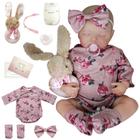 Bebê Reborn Realista Brastoy Boneca de Silicone Kit Conjunto de Roupa Chupeta Mamadeira e Pelúcia Original Completo